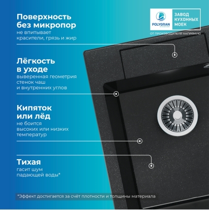 Мойка кухонная POLYGRAN ARGO 420 (космос №316)